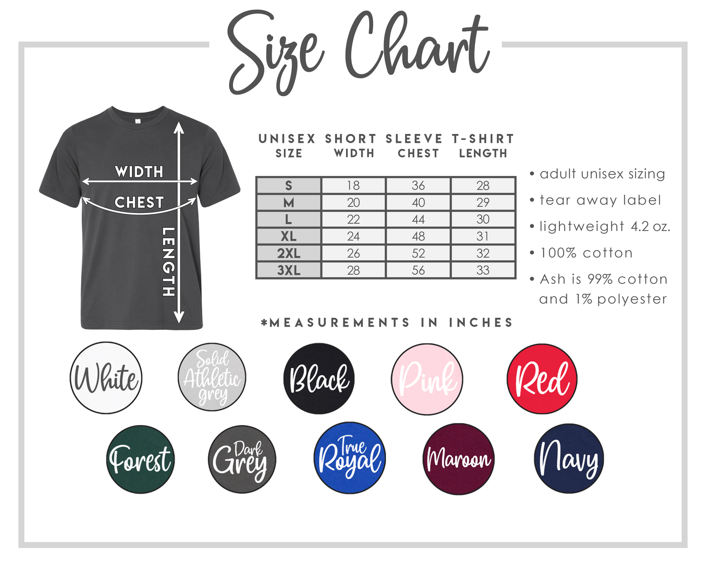 Barber Shirt Size Chart