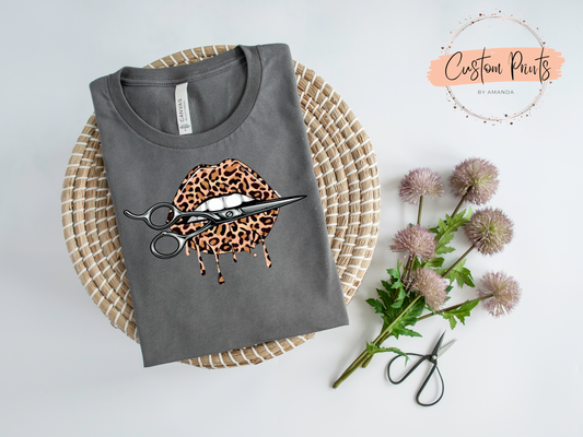 Lips with Scissors T-Shirt | Hairstylist Shirt | Cosmetology Gift