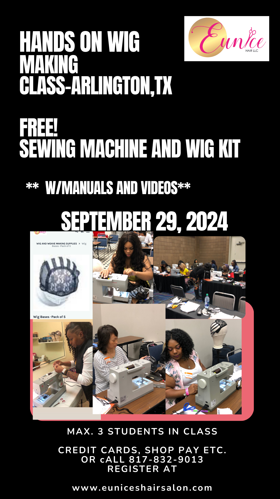 ALL ABOUT WIG MAKING - SEWING MACHINE EDITION.  -IN PERSON September 29, 2024 (HEAVY DUTY SEWING MACHINE INCLUDED) - Eunices Hair LLC - Medical Wig Solutions