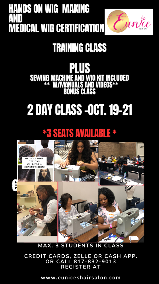 DEPOSIT FOR SEWING MACHINE WIG MAKING AND MEDICAL WIG CERTIFICATION OCTOBER 19-20